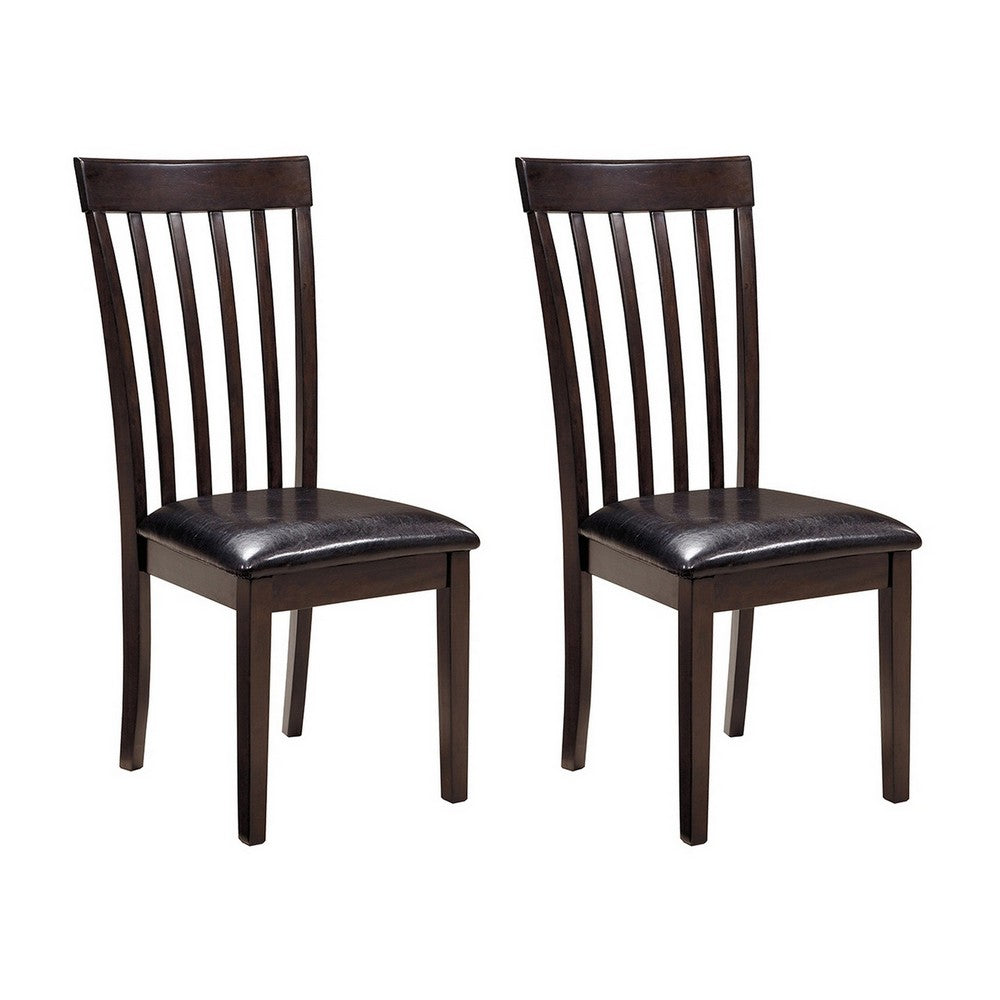 Hais Dining Chair Set of 2, Dark Brown Leather Match Seat, Rake Back - BM348378