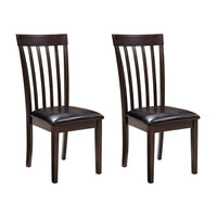 Hais Dining Chair Set of 2, Dark Brown Leather Match Seat, Rake Back - BM348378
