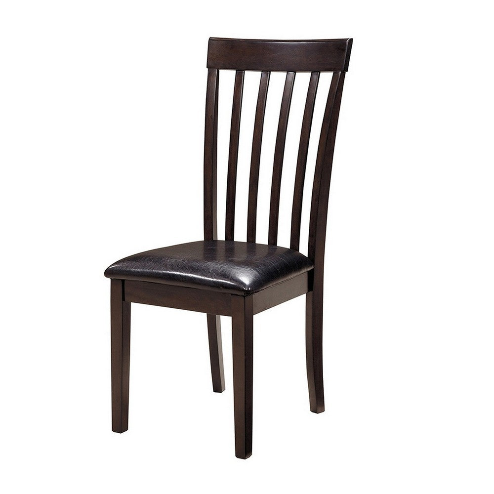 Hais Dining Chair Set of 2, Dark Brown Leather Match Seat, Rake Back - BM348378