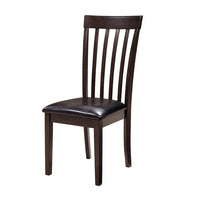 Hais Dining Chair Set of 2, Dark Brown Leather Match Seat, Rake Back - BM348378