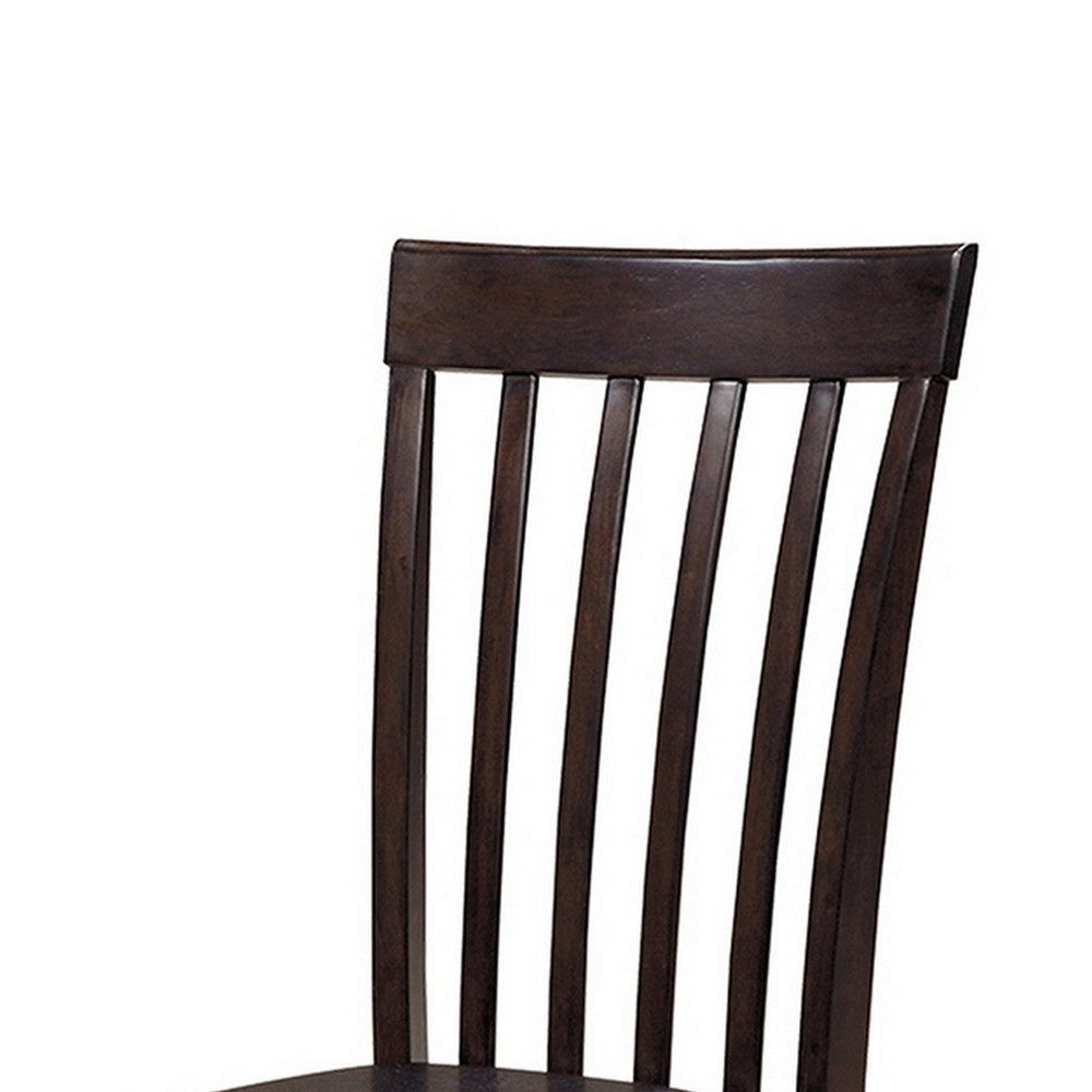 Hais Dining Chair Set of 2, Dark Brown Leather Match Seat, Rake Back - BM348378