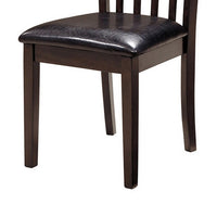 Hais Dining Chair Set of 2, Dark Brown Leather Match Seat, Rake Back - BM348378