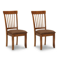 Bergi Dining Side Chair Set of 2, Spindle Back, Brown Cushioned Seat - BM348379