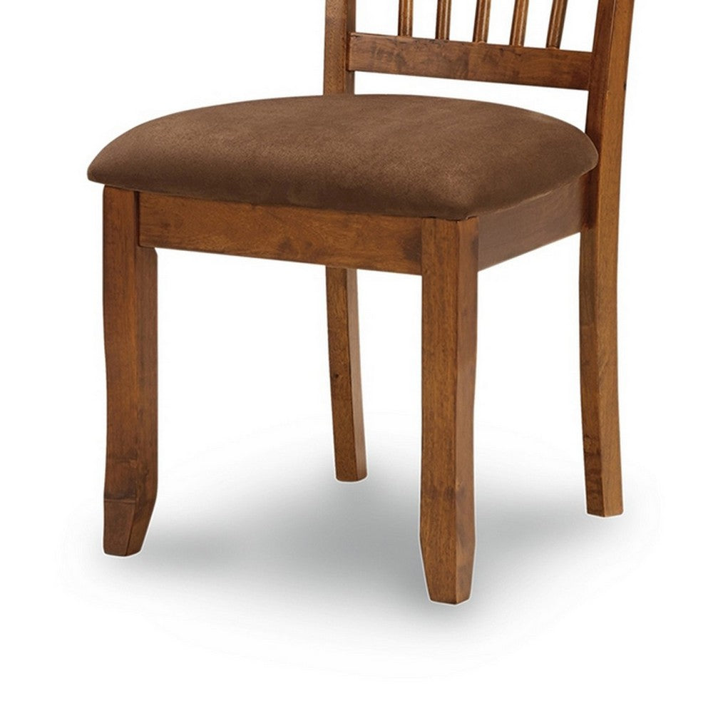 Bergi Dining Side Chair Set of 2, Spindle Back, Brown Cushioned Seat - BM348379