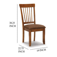 Bergi Dining Side Chair Set of 2, Spindle Back, Brown Cushioned Seat - BM348379