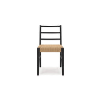 Wrenn Dining Side Chair Set of 2, Faux Rattan Woven Seat, Black Wood - BM348380