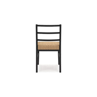 Wrenn Dining Side Chair Set of 2, Faux Rattan Woven Seat, Black Wood - BM348380