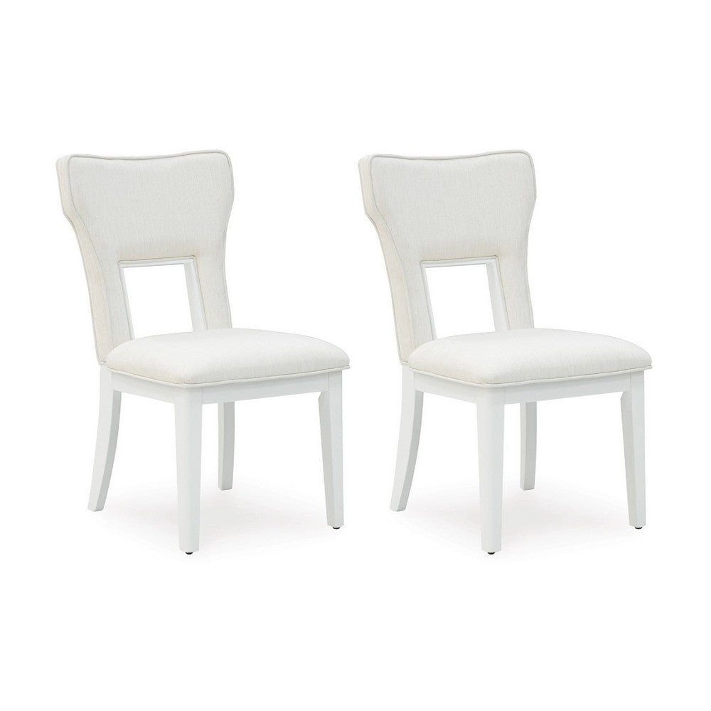 Canaal Dining Side Chair Set of 2, White Padded Seat and Cutout Back - BM348381