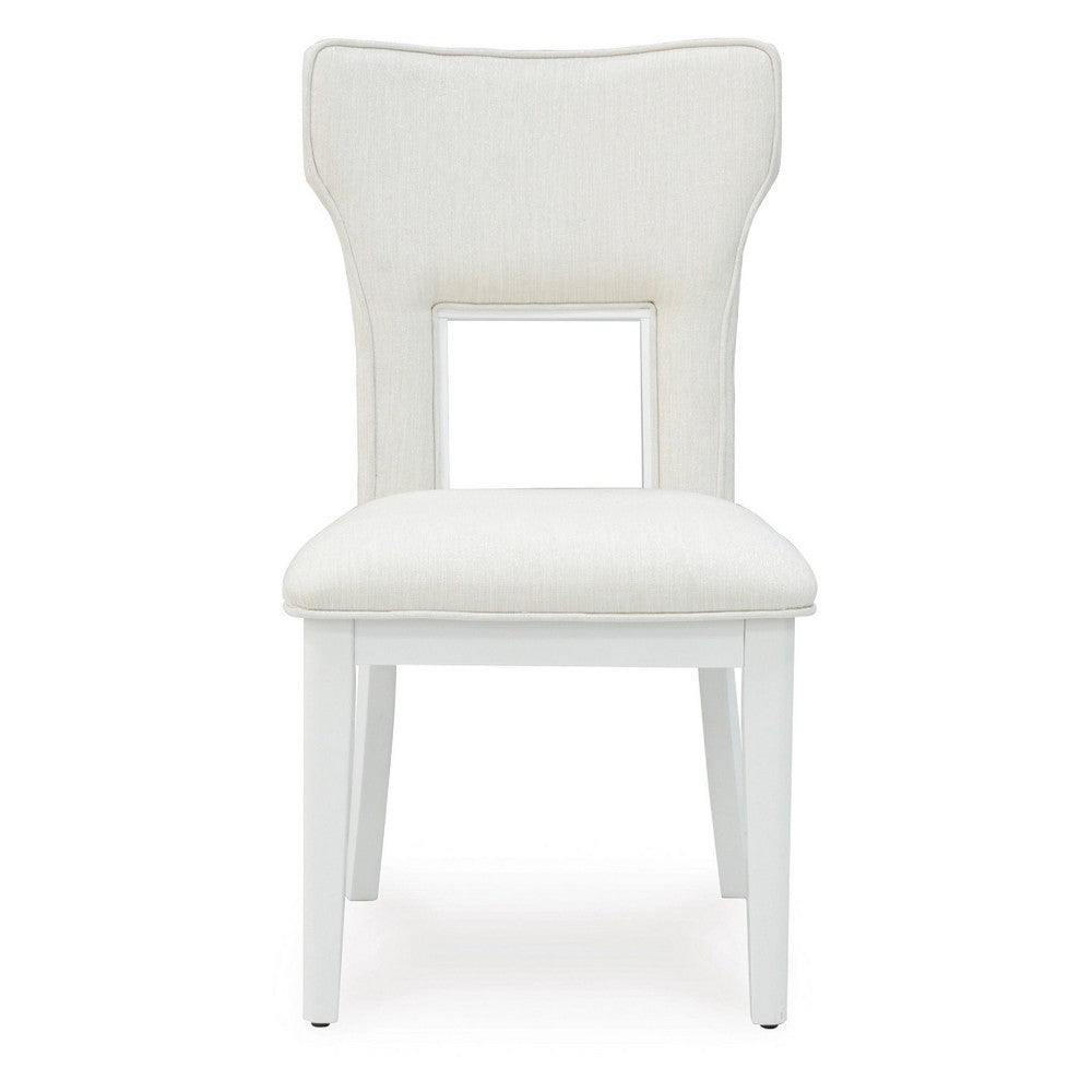Canaal Dining Side Chair Set of 2, White Padded Seat and Cutout Back - BM348381