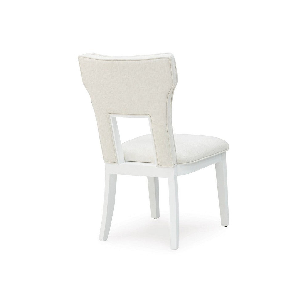 Canaal Dining Side Chair Set of 2, White Padded Seat and Cutout Back - BM348381