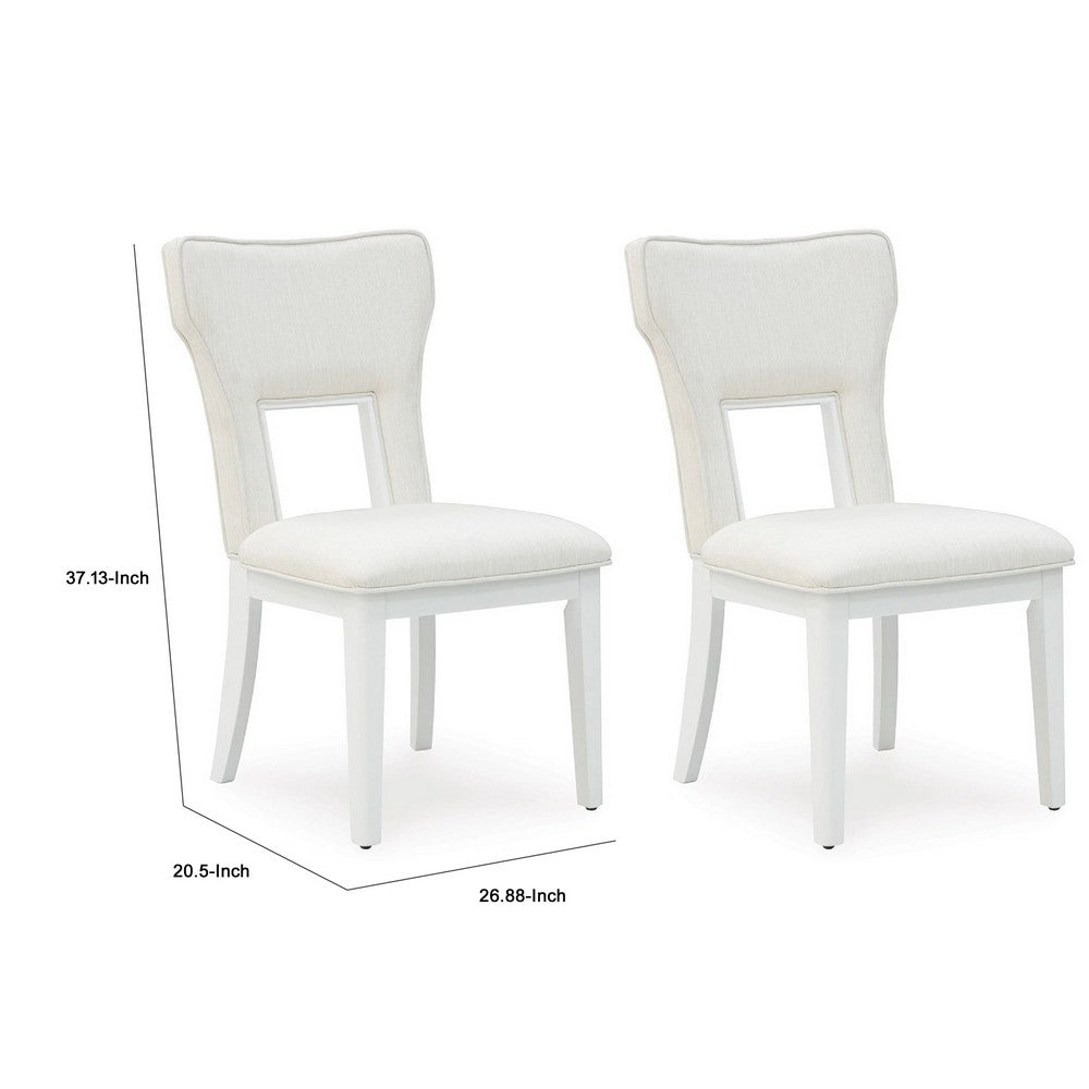 Canaal Dining Side Chair Set of 2, White Padded Seat and Cutout Back - BM348381