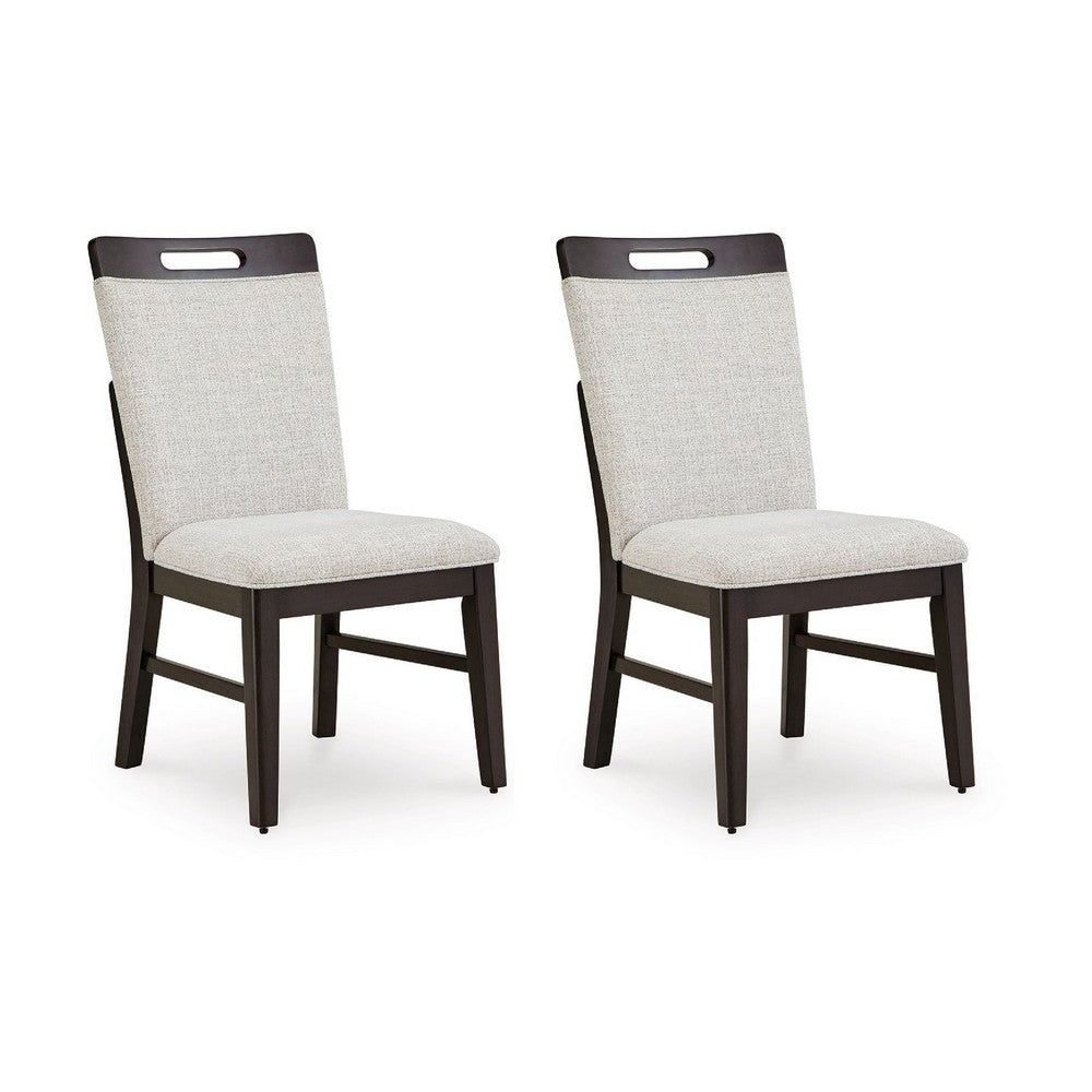 Nea Dining Side Chair Set of 2, Dark Gray Wood Frame with White Cushions - BM348382