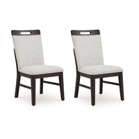 Nea Dining Side Chair Set of 2, Dark Gray Wood Frame with White Cushions - BM348382