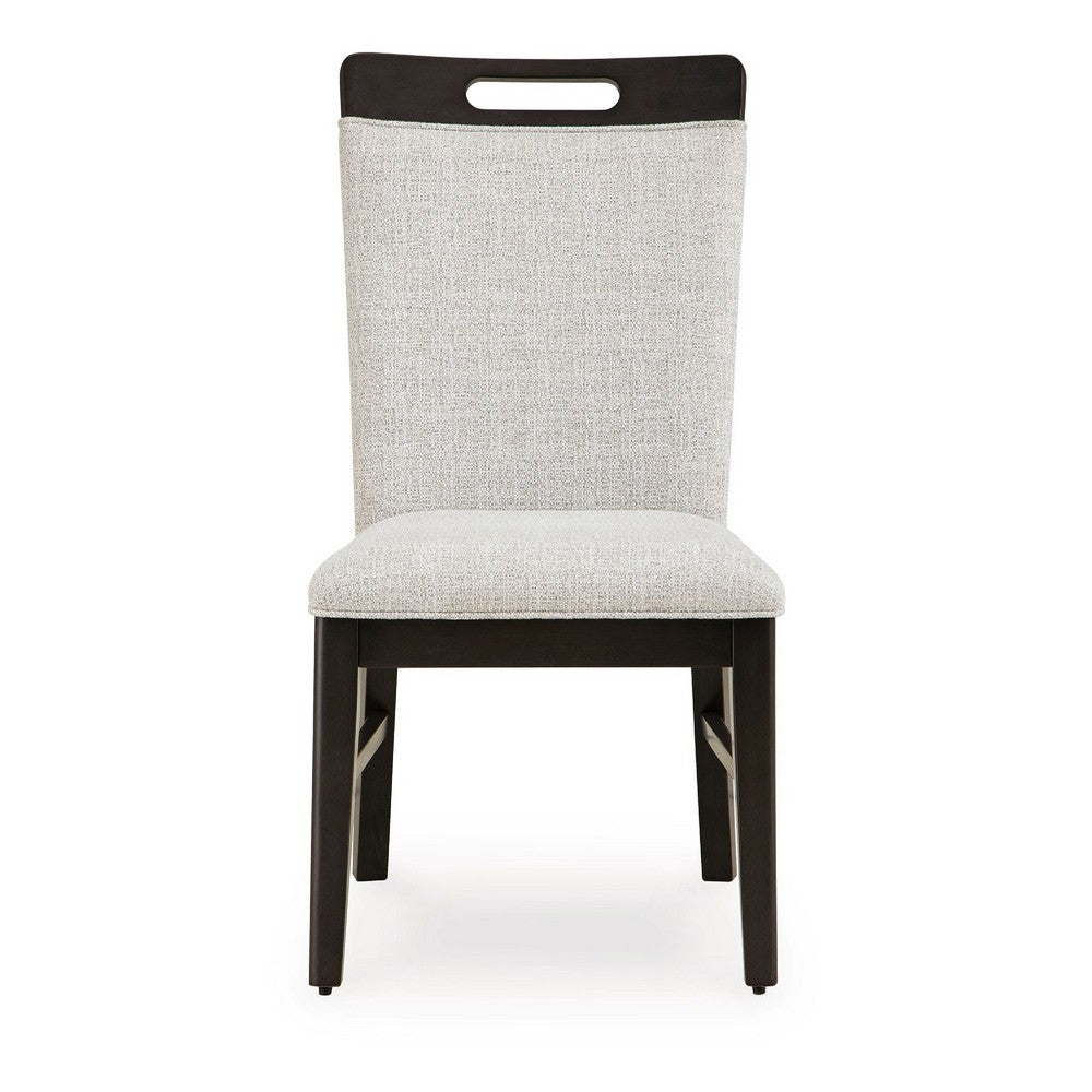 Nea Dining Side Chair Set of 2, Dark Gray Wood Frame with White Cushions - BM348382