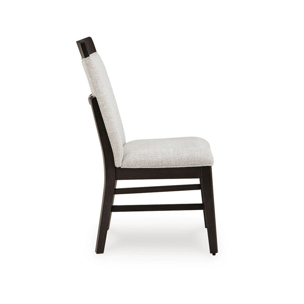 Nea Dining Side Chair Set of 2, Dark Gray Wood Frame with White Cushions - BM348382