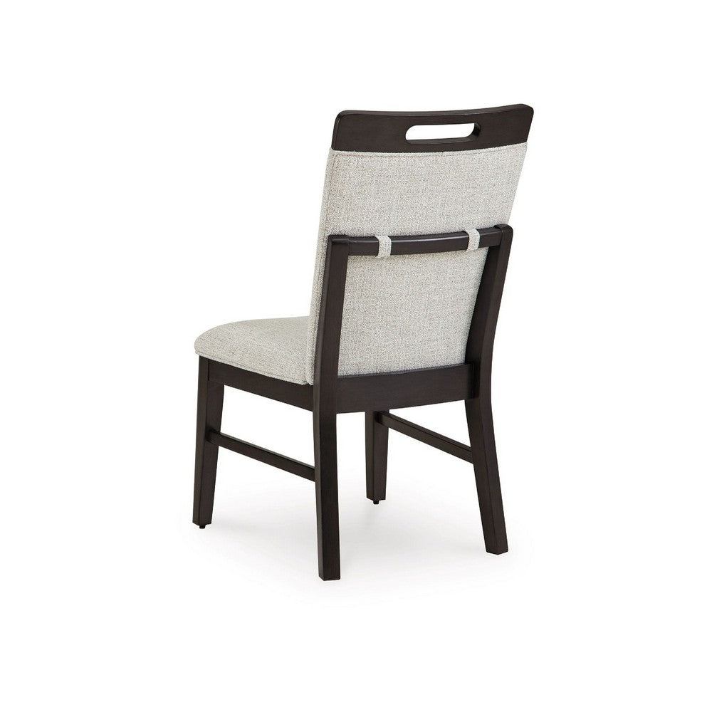 Nea Dining Side Chair Set of 2, Dark Gray Wood Frame with White Cushions - BM348382