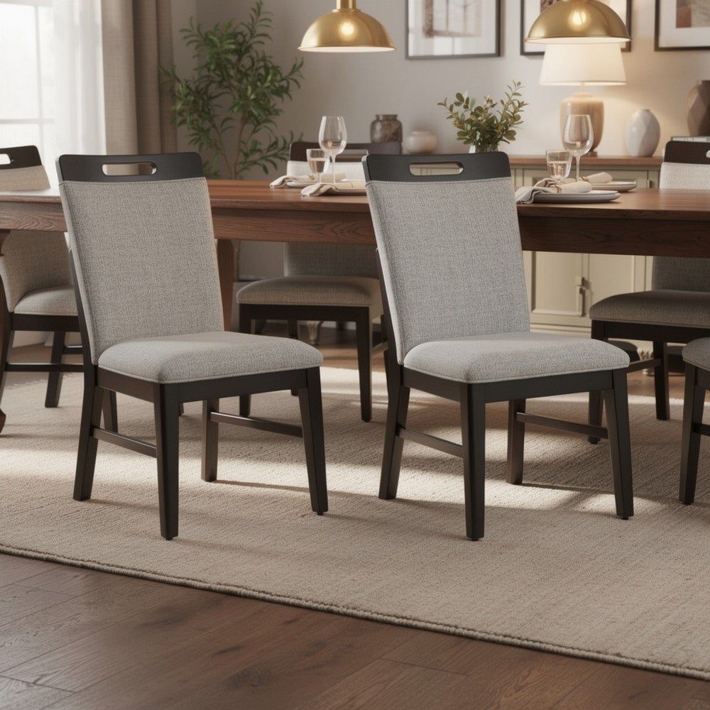 Nea Dining Side Chair Set of 2, Dark Gray Wood Frame with White Cushions - BM348382