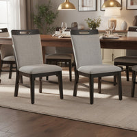 Nea Dining Side Chair Set of 2, Dark Gray Wood Frame with White Cushions - BM348382