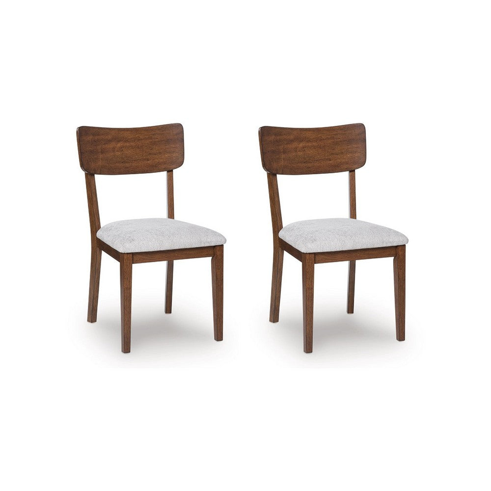 Dela Dining Side Chair Set of 2, Light Gray Cushion, Brown Panel Back - BM348385