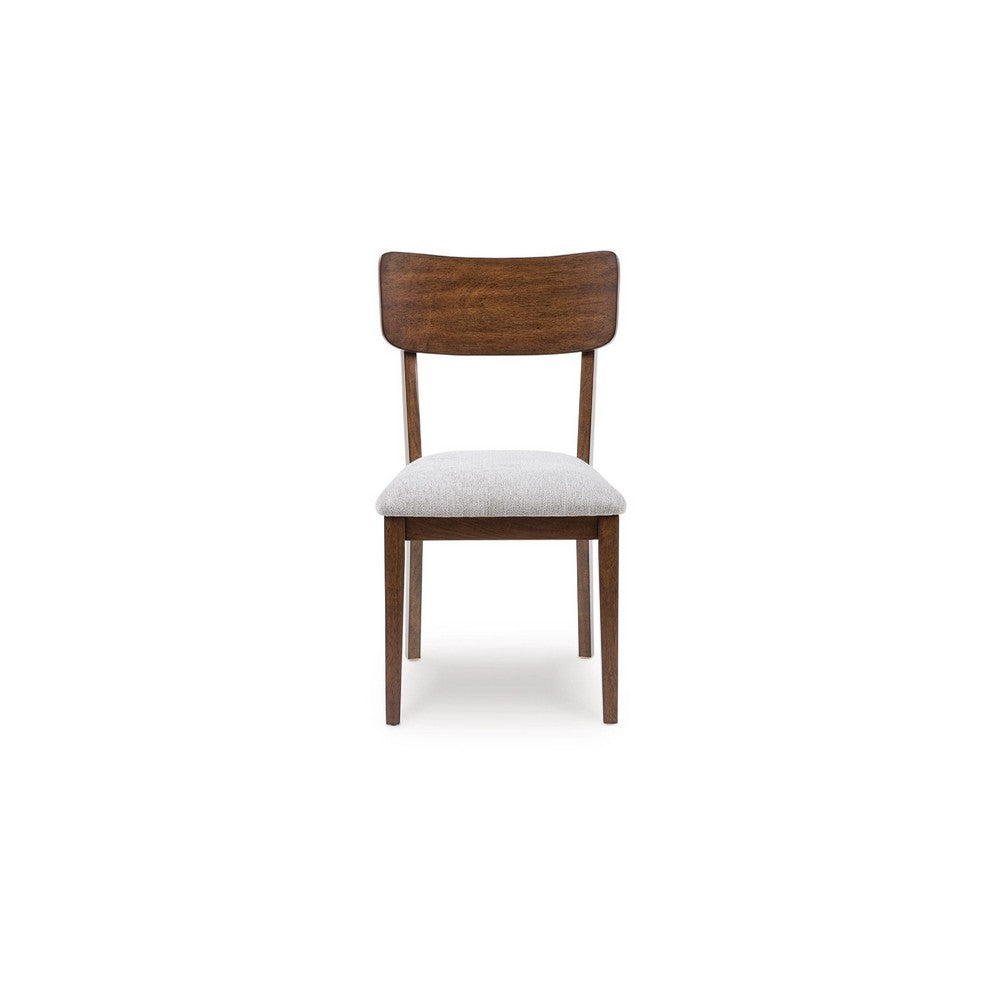 Dela Dining Side Chair Set of 2, Light Gray Cushion, Brown Panel Back - BM348385
