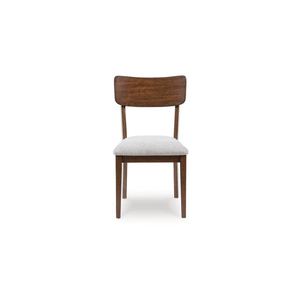 Dela Dining Side Chair Set of 2, Light Gray Cushion, Brown Panel Back - BM348385