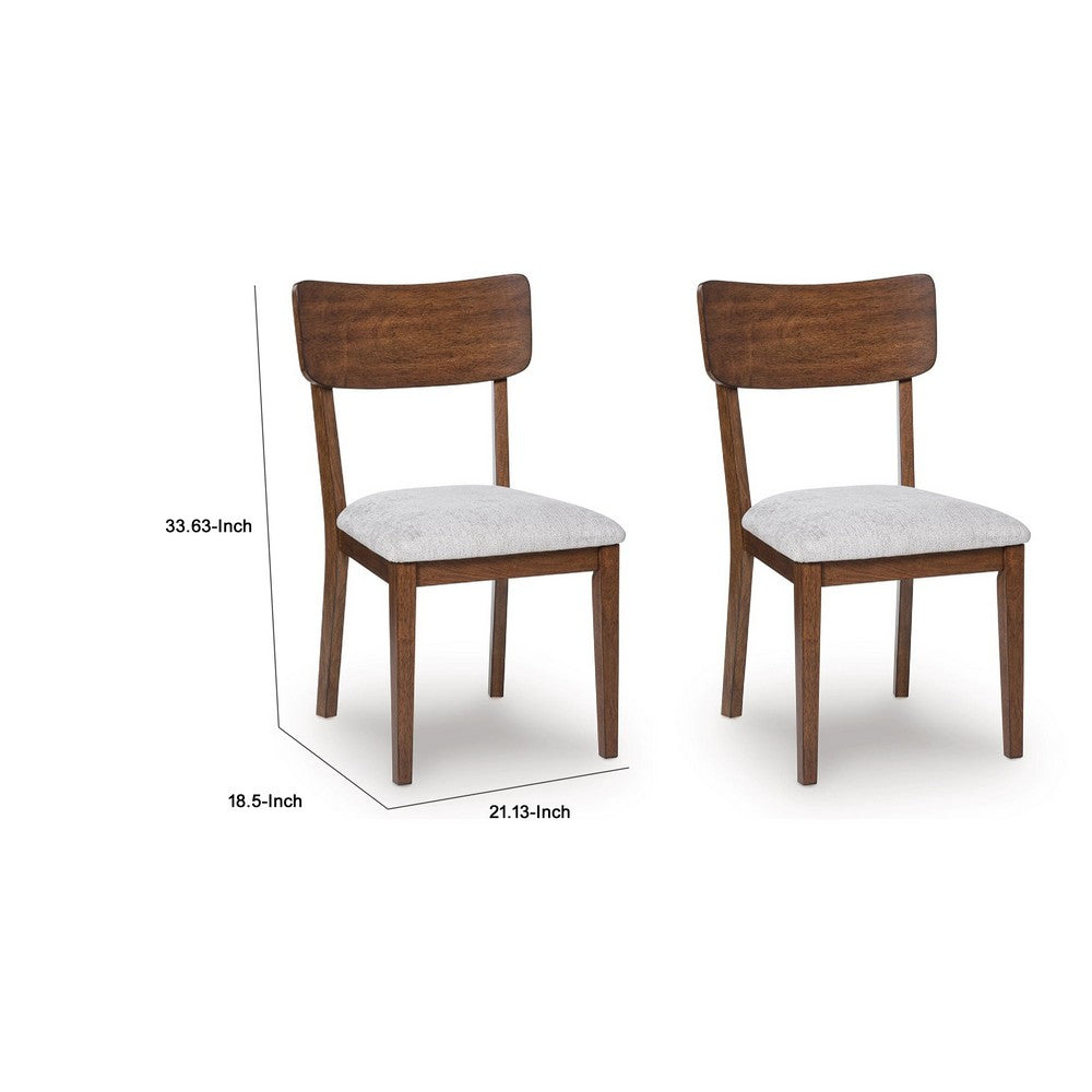 Dela Dining Side Chair Set of 2, Light Gray Cushion, Brown Panel Back - BM348385