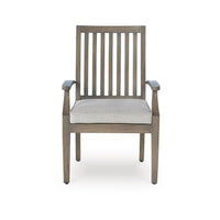 Inaya Outdoor Armchair Set of 2, Gray Cushion, Brown Spindle Back Frame - BM348388