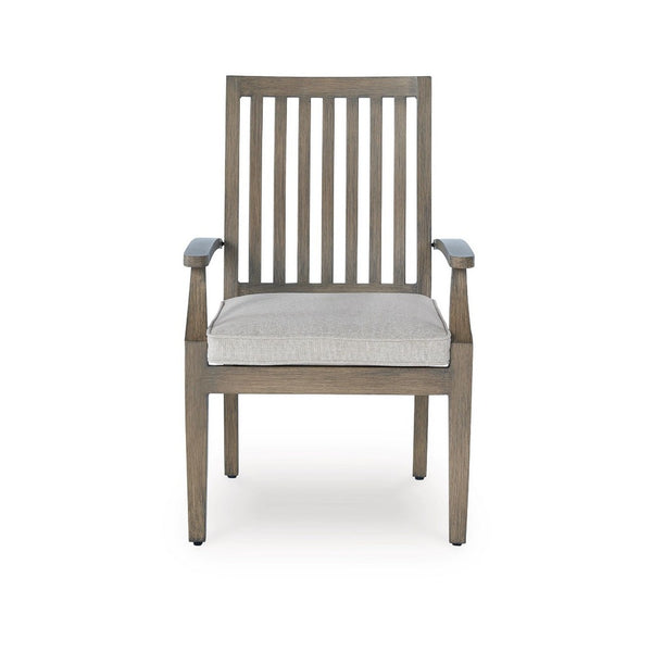 Inaya Outdoor Armchair Set of 2, Gray Cushion, Brown Spindle Back Frame - BM348388