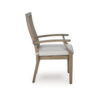 Inaya Outdoor Armchair Set of 2, Gray Cushion, Brown Spindle Back Frame - BM348388
