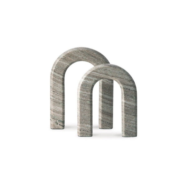 Kexa Accent Sculpture Set of 2, Horse Shoe U Shape,  Taupe Gray Marble  - BM348390