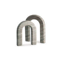 Kexa Accent Sculpture Set of 2, Horse Shoe U Shape,  Taupe Gray Marble  - BM348390