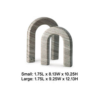 Kexa Accent Sculpture Set of 2, Horse Shoe U Shape,  Taupe Gray Marble  - BM348390