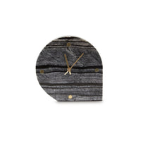 Jexy Decorative Table Clock Set of 2, Black Gray Marble with Gold Accents - BM348391