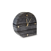 Jexy Decorative Table Clock Set of 2, Black Gray Marble with Gold Accents - BM348391