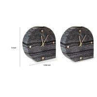 Jexy Decorative Table Clock Set of 2, Black Gray Marble with Gold Accents - BM348391