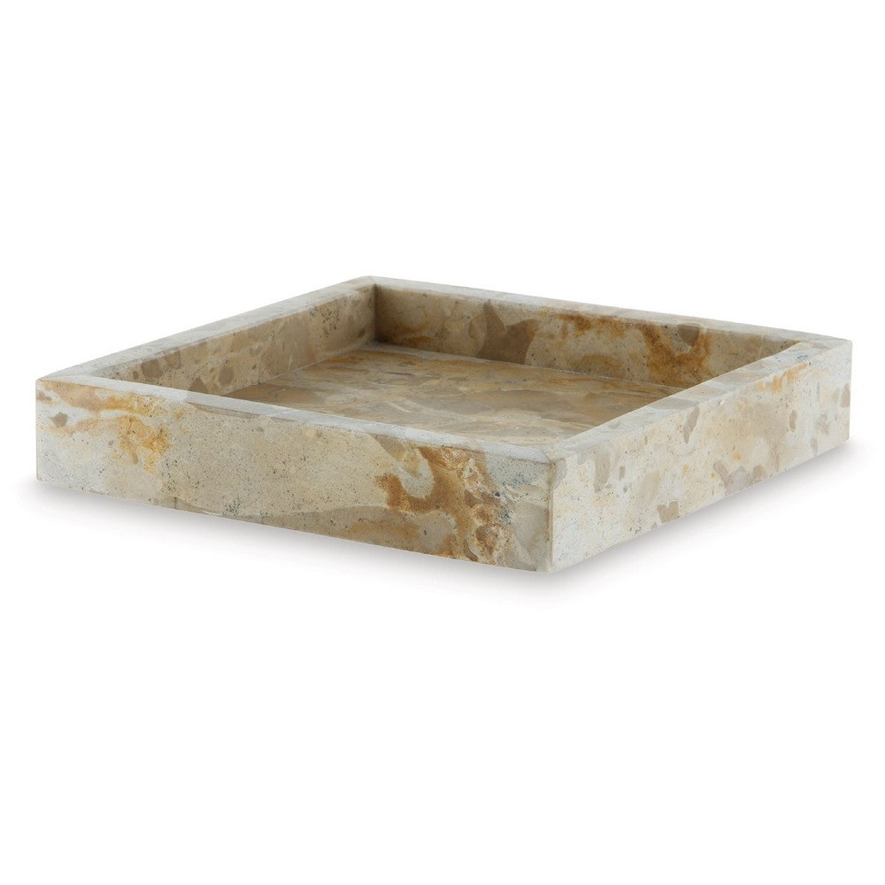 Hexy Decorative Accessory Tray Set of 2, Light Beige Marble Finish - BM348392