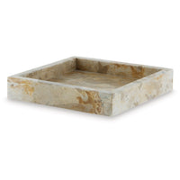 Hexy Decorative Accessory Tray Set of 2, Light Beige Marble Finish - BM348392