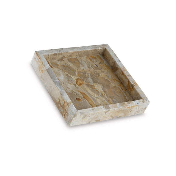 Hexy Decorative Accessory Tray Set of 2, Light Beige Marble Finish - BM348392