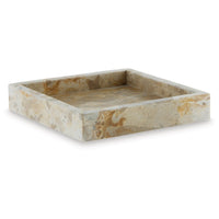 Hexy Decorative Accessory Tray Set of 2, Light Beige Marble Finish - BM348392