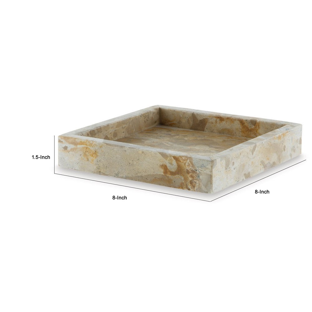 Hexy Decorative Accessory Tray Set of 2, Light Beige Marble Finish - BM348392