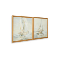 Wemo Decorative Wall Art Set of 2, White Scenic Boat Sailing at Dawn - BM348393