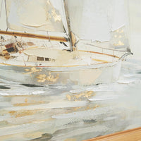 Wemo Decorative Wall Art Set of 2, White Scenic Boat Sailing at Dawn - BM348393