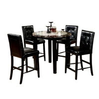 Arian 5pc Counter Dining Table Set with 4 Chairs, Faux Marble, Black - BM348405