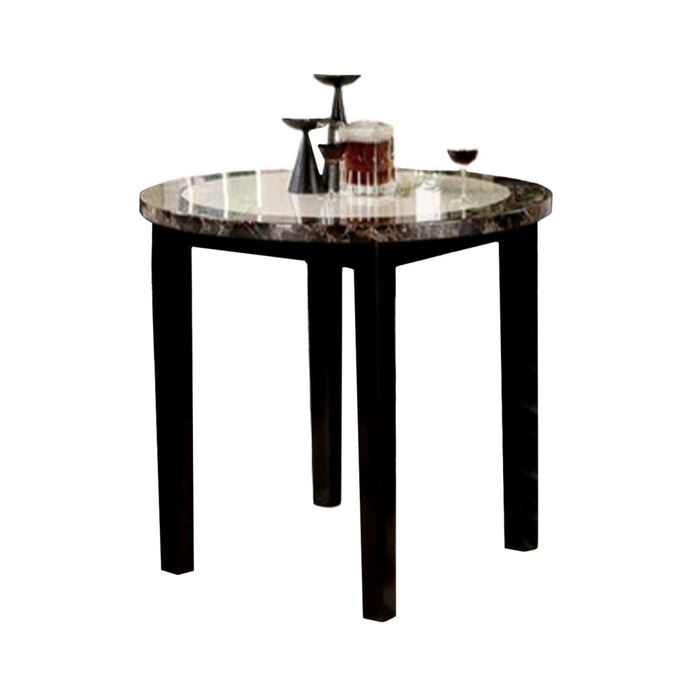 Arian 5pc Counter Dining Table Set with 4 Chairs, Faux Marble, Black - BM348405