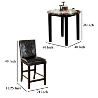 Arian 5pc Counter Dining Table Set with 4 Chairs, Faux Marble, Black - BM348405