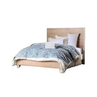 Flem Queen Size Bed, Horizontal Panel Headboard, Sun White Solid Wood - BM348438