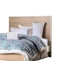 Flem Queen Size Bed, Horizontal Panel Headboard, Sun White Solid Wood - BM348438