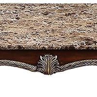 Liana Marble Coffee Table, Cherry Brown Pine Wood, Rectangular 52 Inch - BM348441