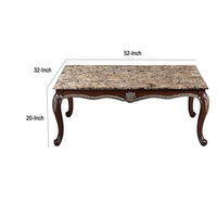 Liana Marble Coffee Table, Cherry Brown Pine Wood, Rectangular 52 Inch - BM348441