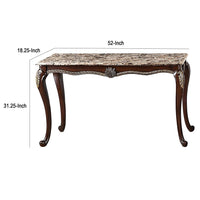 Liana Marble Console Table, Cherry Brown Pine Wood, Rectangular 52 Inch - BM348442